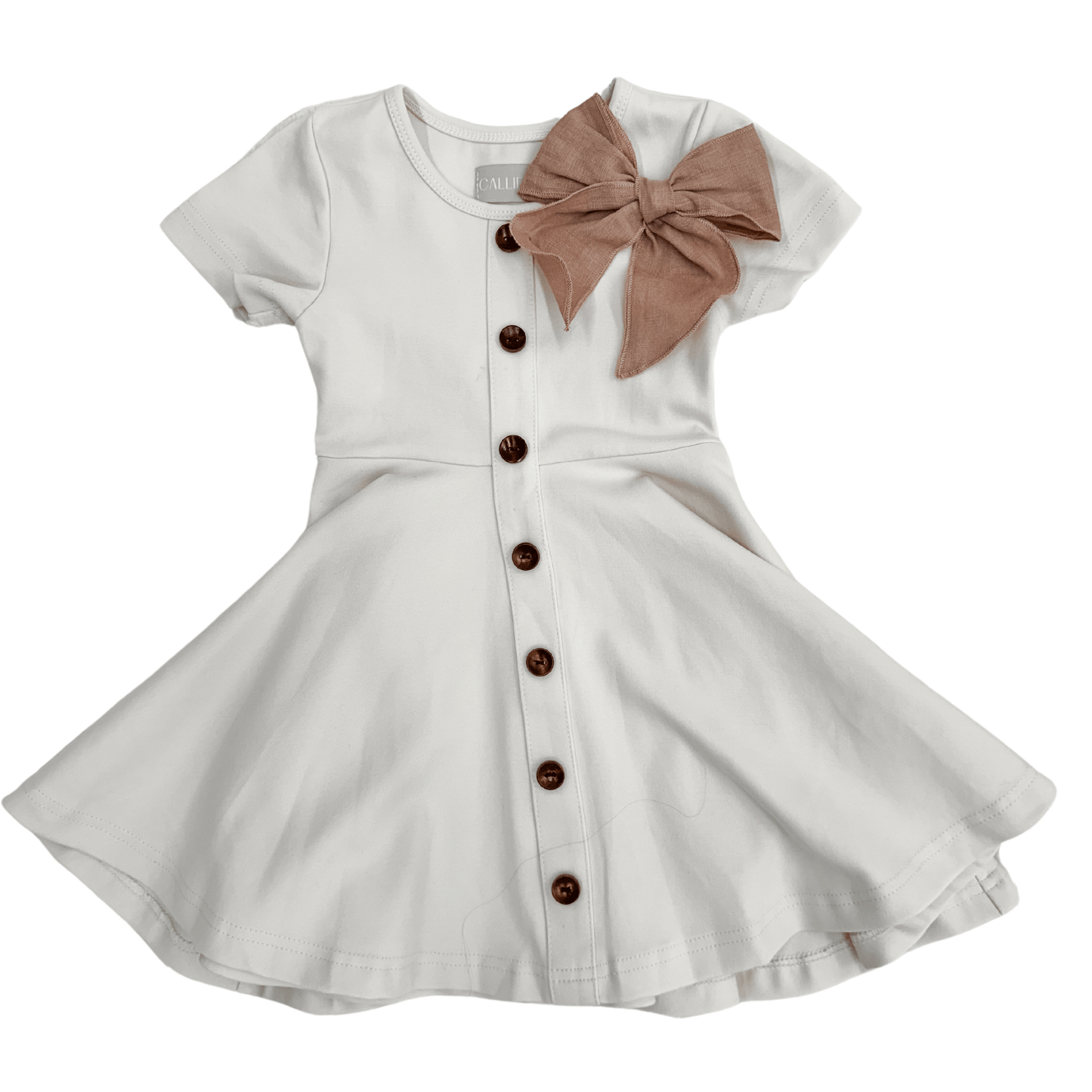 Bundle | Oatmeal Twirl Dress & Mauve Fable Bow