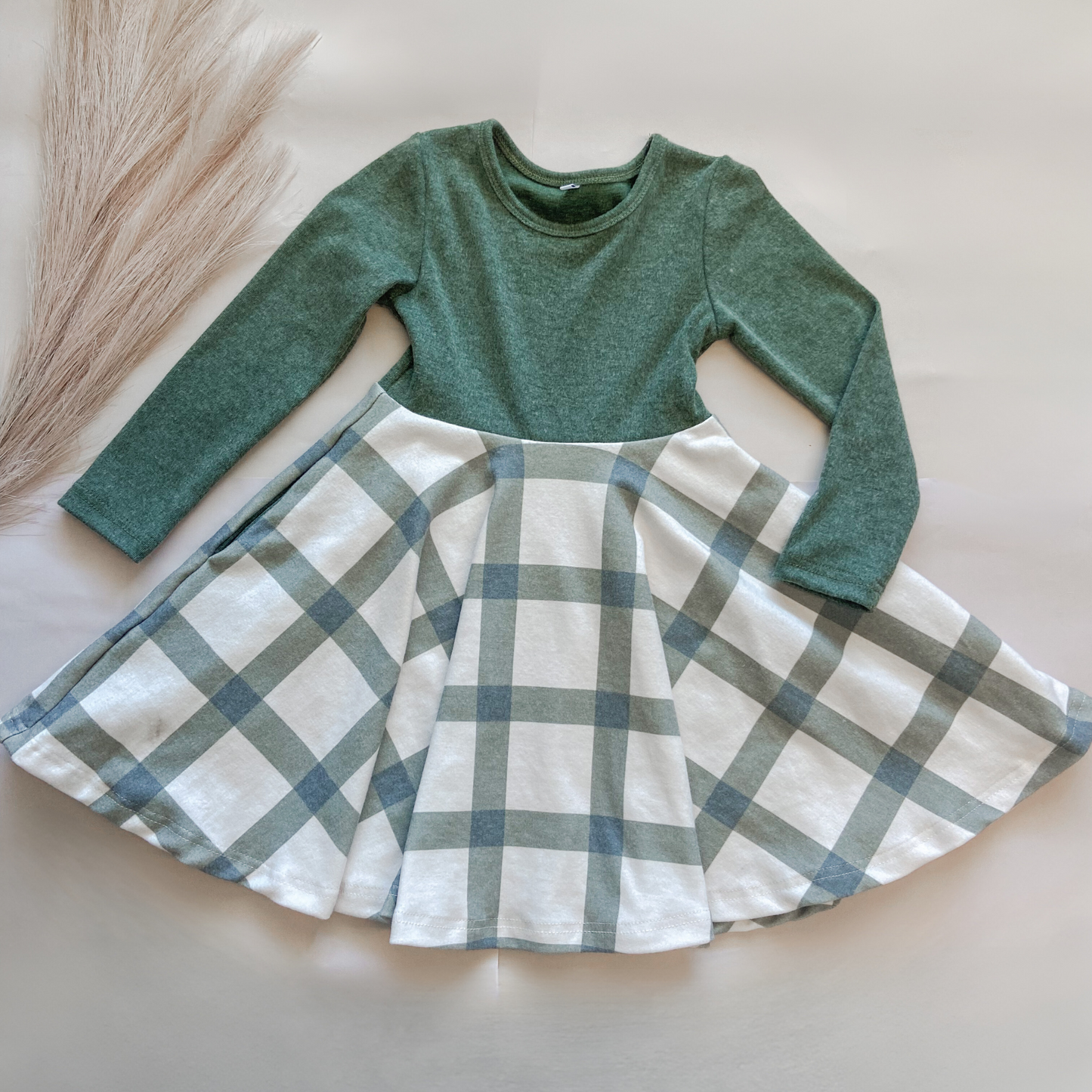 Twirl Dress - Green & Plaid