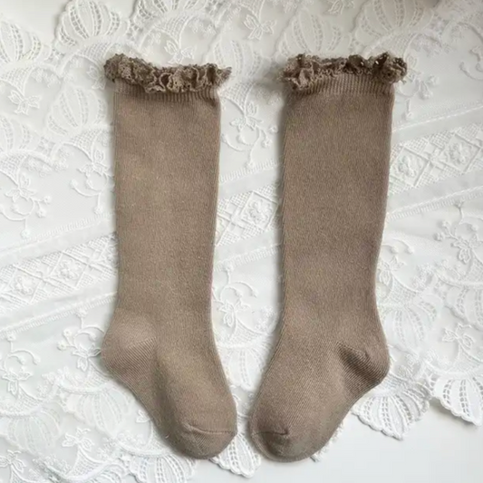 Ruffle Khaki Socks
